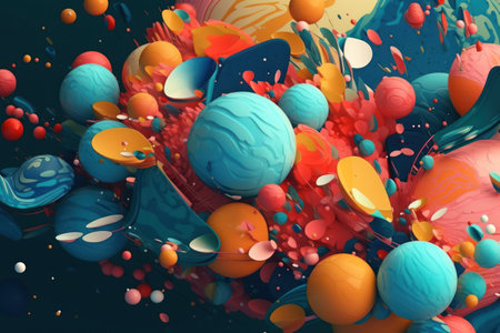 3d illustration of abstract geometric composition, digital artwork for creative graphic design.の素材