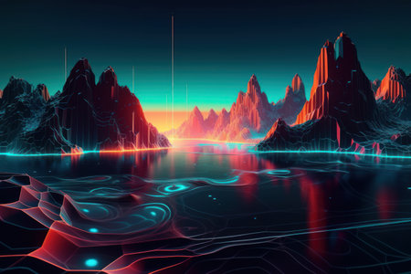 Abstract 3d illustration of wavy flowing liquid. Art design background.の素材