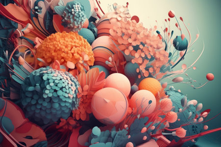 3d illustration of abstract geometric composition,digital art works. background consists of fractal color texture and is suitable for use in projects on imagination, creativity and designの素材