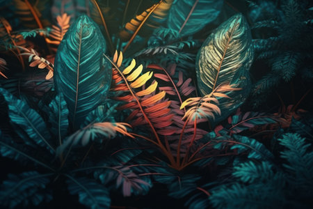 tropical leaves background. Color of the year 2019 concept.の素材