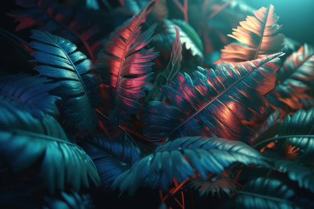 Tropical leaves background. Color of the year 2019 concept.の素材