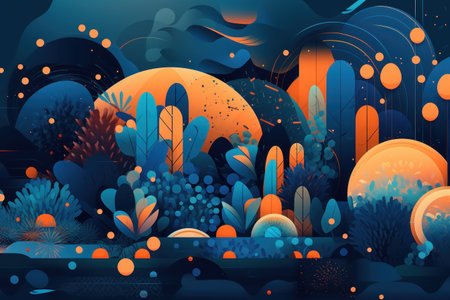 Underwater landscape. Underwater world. Vector illustration in cartoon styleの素材