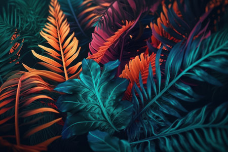tropical leaves background. Color of the year 2019 concept.の素材
