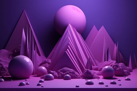 3d rendering of abstract minimal geometric forms. Glossy purple podium for product presentation.の素材