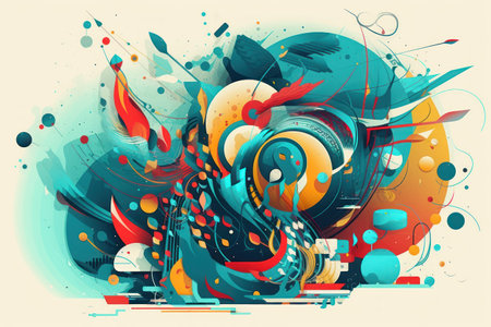 Colorful music background with headphones. music concept. vector illustration.の素材