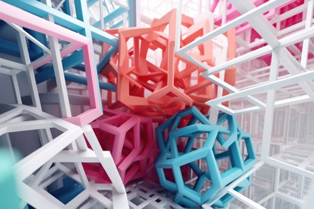 Abstract 3d rendering of chaotic structure. Futuristic background with cubes.の素材