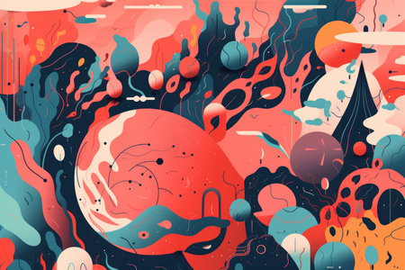 Abstract colorful background with different shapes and elements. vector illustration for your designの素材