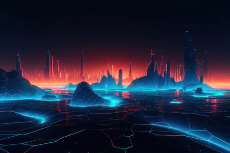 Futuristic sci-fi background. futuristic landscape. 3d renderingの素材