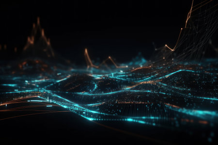 3d rendering of abstract technology background. network connection structure. Big data visualization.の素材