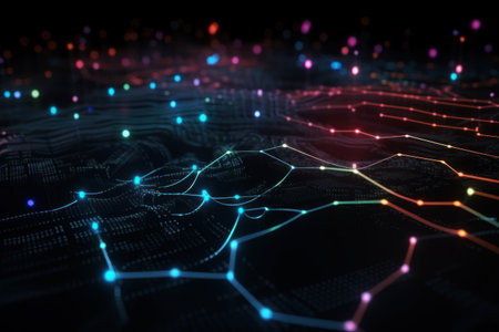 3d illustration of abstract technology background with connection lines and dots.の素材