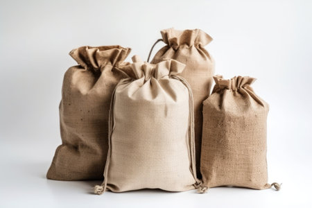 Bag of burlap isolated on a white background. close up.の素材