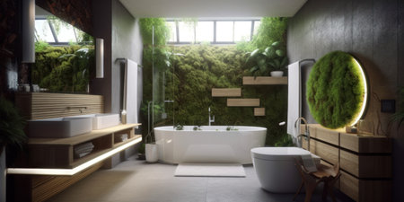 Bathroom design. 3d rendering, 3d illustration.の素材