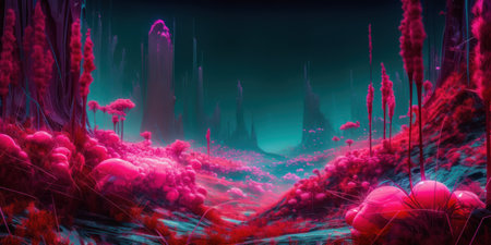 3D illustration of abstract fractal background for creative design looks like alien planetの素材