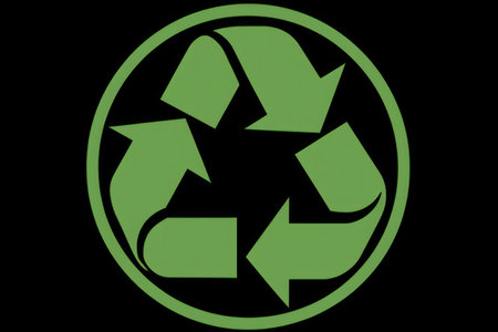 Green recycling symbol on black background. vector illustration. Eps 10.の素材
