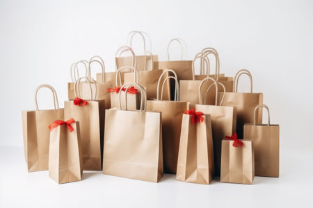 Shopping bags isolated on white background. shopping concept. close up.の素材