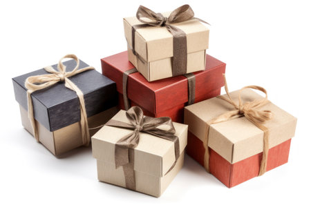 Gift boxes with ribbons on a white background. isolated.の素材
