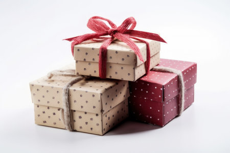 Gift boxes isolated on white background. Holidays and presents concept.の素材