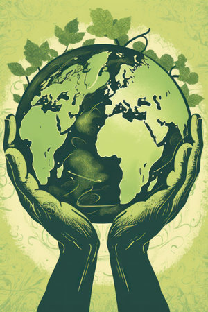 Ecology concept. Hands holding the globe. Save the earth.の素材