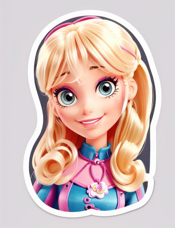 Portrait of a beautiful girl with blond hair. Vector illustration.の素材