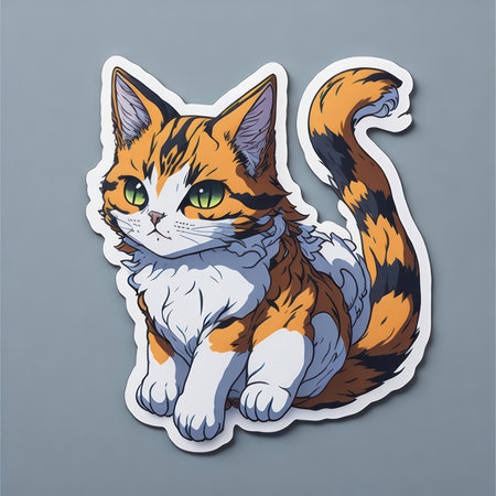 Cute cat vector illustration. Sticker, patch or sticker.の素材