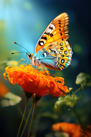 Butterfly on a flower. Beautiful butterfly on a flower.の素材
