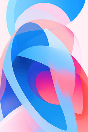 Abstract background with blue and pink wavy elements. Vector illustration.の素材