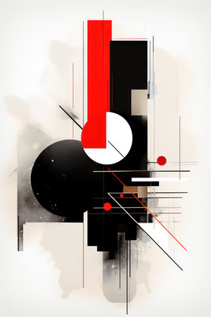 Abstract color composition with black, red and white elements. Vector illustrationの素材