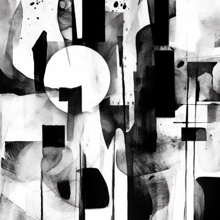 abstract black and white grunge background with brush strokes and splashesの素材