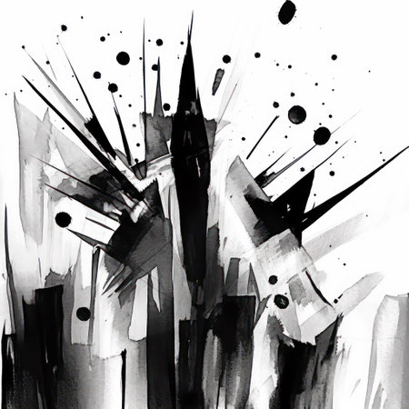 Abstract watercolor background. Hand-drawn illustration. Black and white.の素材