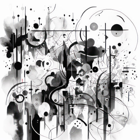 Abstract background in black and white with grunge elements and blotsの素材