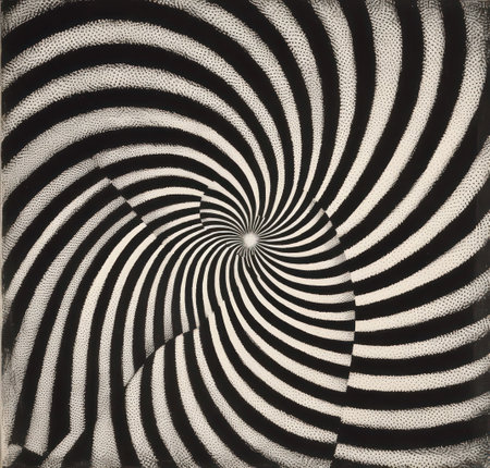 Abstract black and white background with optical illusion. 3D rendering.の素材