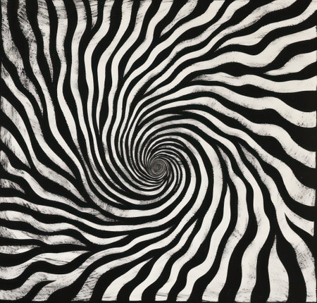 Zebra spiral background. Black and white zebra stripes pattern.の素材