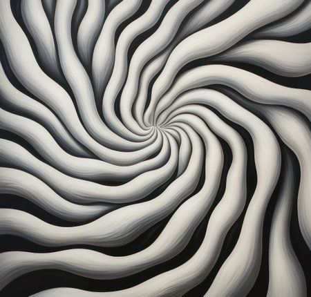 Abstract 3d rendering of black and white spiral background. Futuristic shape.の素材