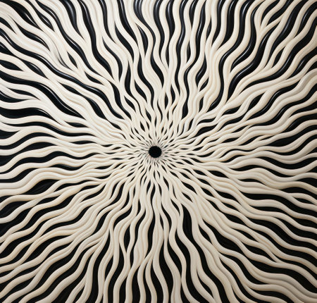 Abstract background. Black and white wavy pattern. 3d renderの素材