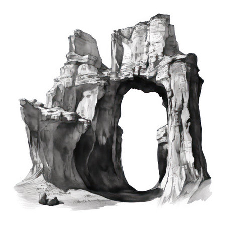 Rock letter D. Black and white illustration. 3D rendering.の素材
