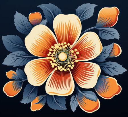 Floral background with orange flowers and leaves.  Vector illustration.の素材