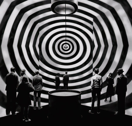 Black and white photo of a group of people looking at the targetの素材
