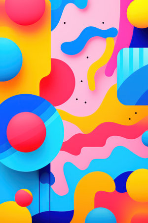 Colorful abstract background with liquid and geometric shapes. Vector illustration.の素材