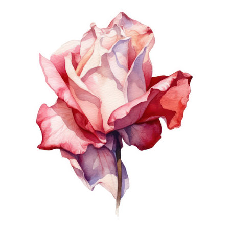 Watercolor rose. Hand drawn illustration. Isolated on white background.の素材
