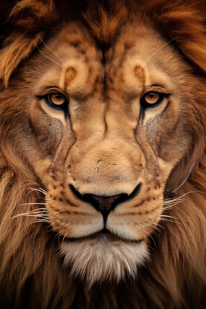Portrait of a male lion in the wild. Close-up.の素材
