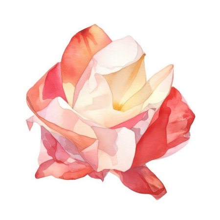 Watercolor rose isolated on white background. Hand-drawn illustration.の素材