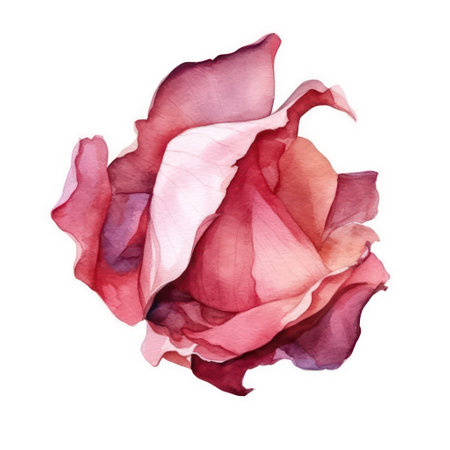 Watercolor rose. Hand painted illustration. Isolated on white background.の素材