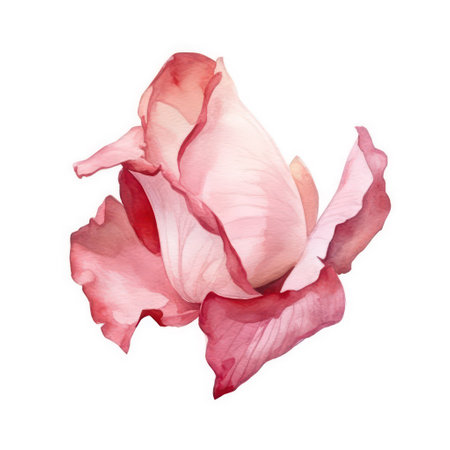 Watercolor pink rose isolated on white background. Hand drawn illustration.の素材