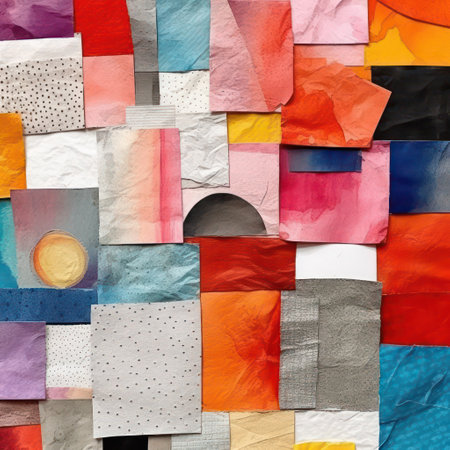 Colorful scraps of paper for scrapbooking as a background.の素材