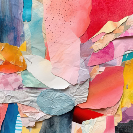 abstract background with multicolored pieces of torn paper for scrapbookingの素材