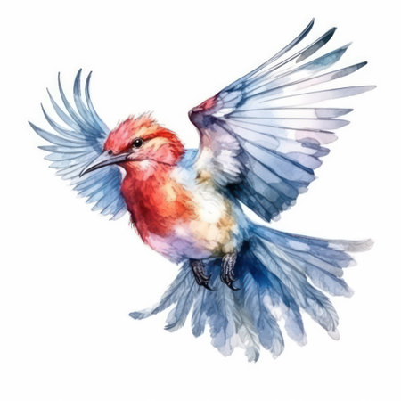 Beautiful vector image with nice watercolor bird on the white backgroundの素材