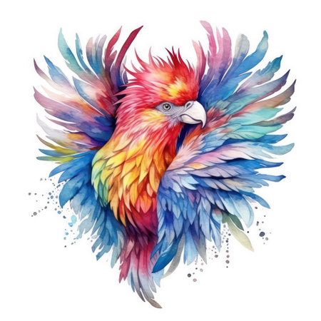 Beautiful vector image with nice watercolor parrot on white backgroundの素材