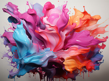 Colorful paint splashes isolated on white background. 3d renderingの素材