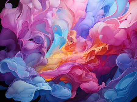 abstract background with blue, pink, purple and yellow paint splashesの素材