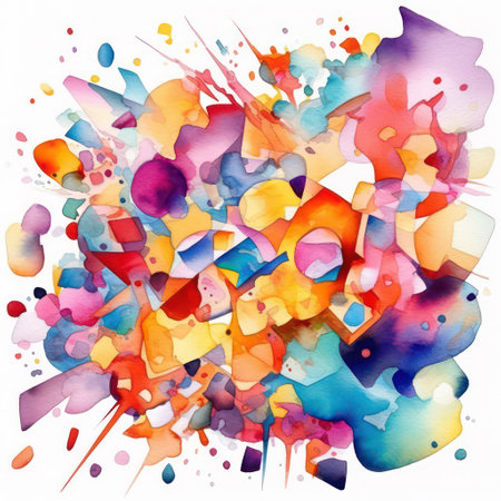 Abstract watercolor background with colorful splashes and blots. Hand-drawn illustration.の素材